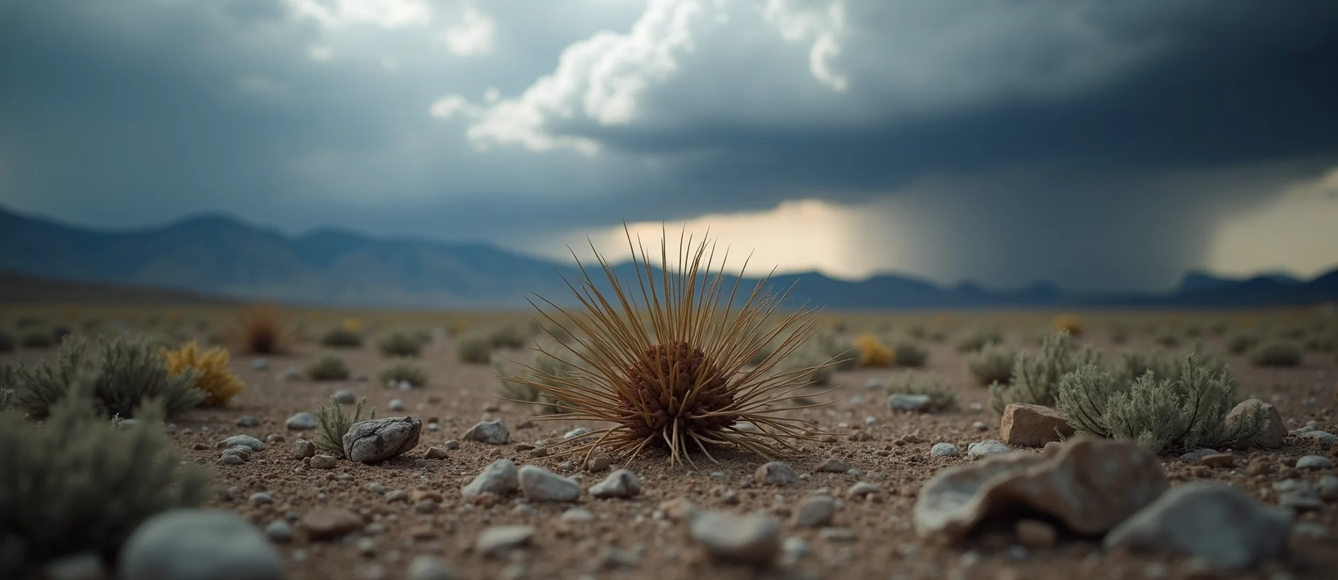 Symbolizing Seed/New Beginning: A local Indian Paintbrush single pine seed on dry earth. - AI Generated
