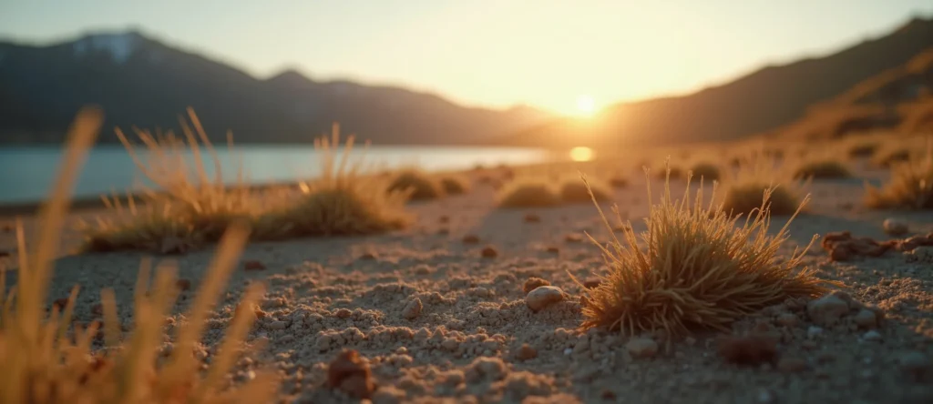 Symbolizing Seed/New Beginning: A local Rabbitbrush single pine seed on dry earth. - AI Generated