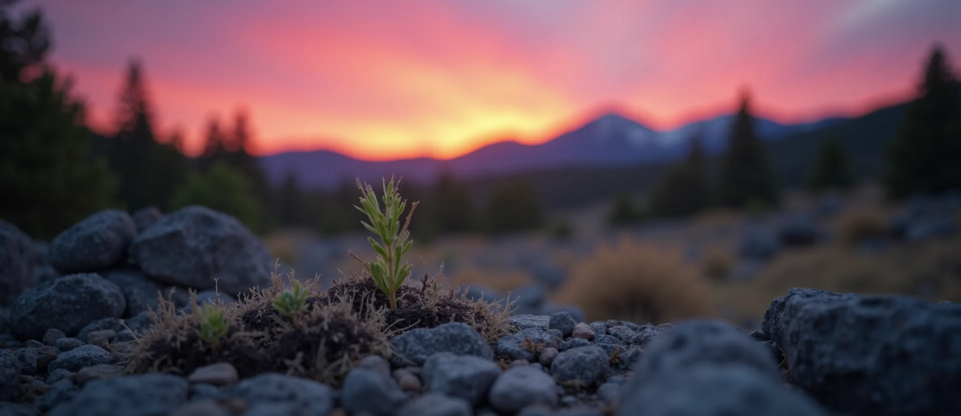 Symbolizing Seed/New Beginning: A local Ponderosa Pine sprouting sagebrush seedling. - AI Generated