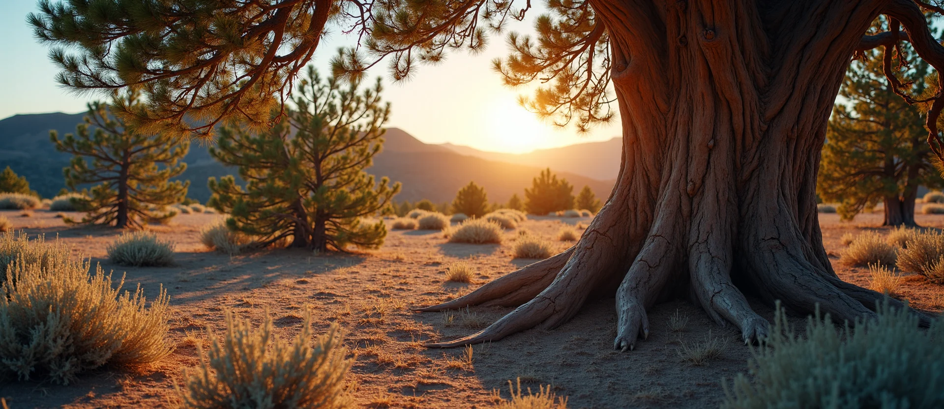 Symbolizing Growth/Resilience: A local Sierra Juniper sturdy weathered tree trunk. - AI Generated