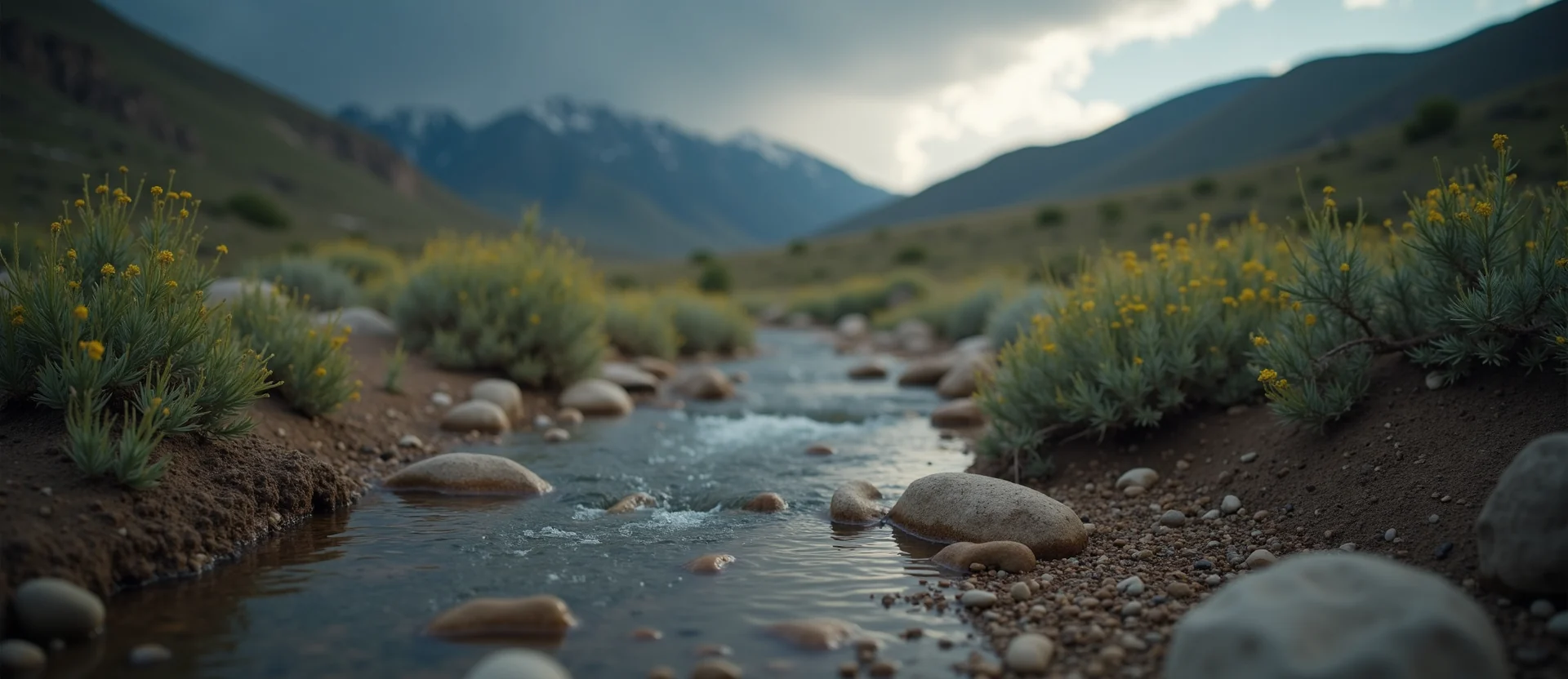 Symbolizing Flow/Cleansing: A local Sagebrush (Artemisia tridentata) hidden small waterfall. - AI Generated