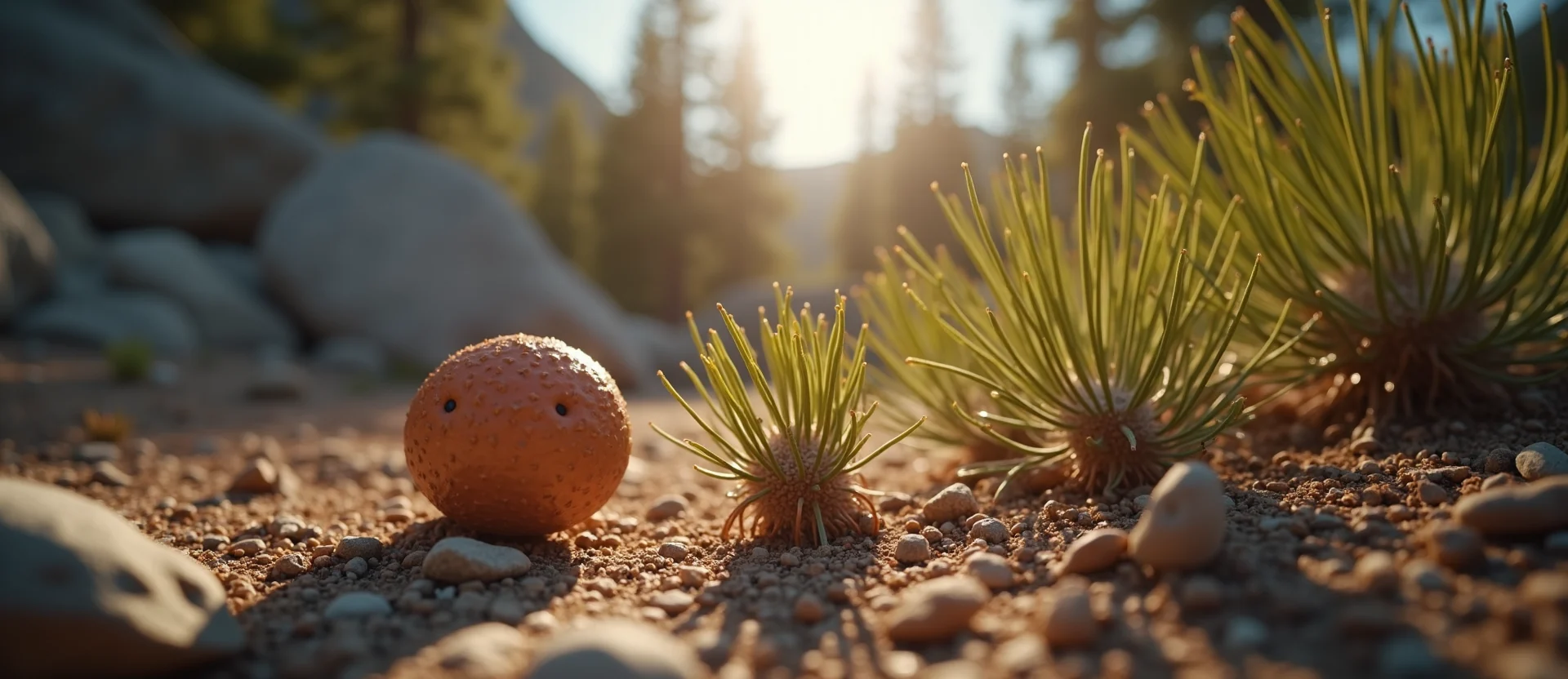 Symbolizing Seed/New Beginning: A local Indian Paintbrush single pine seed on dry earth. - AI Generated