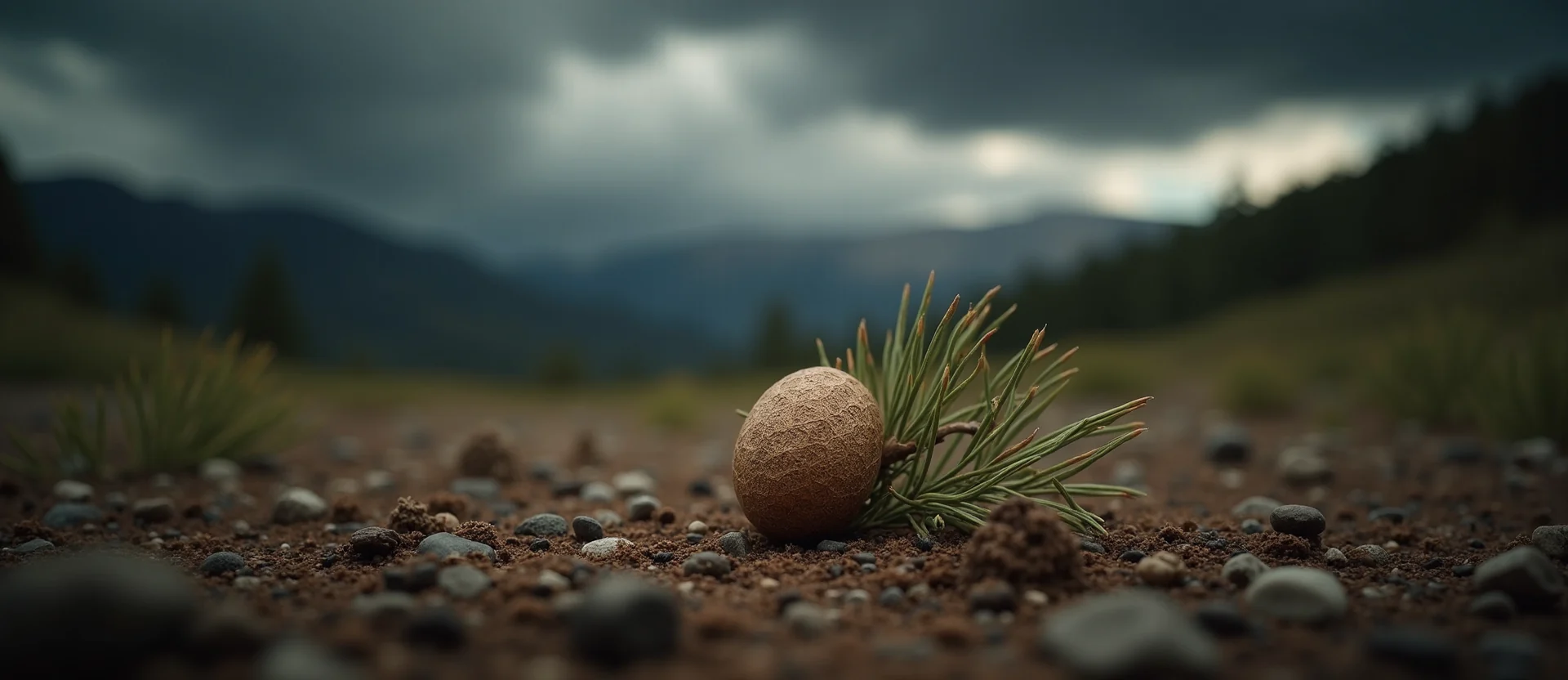 Symbolizing Seed/New Beginning: A local Quaking Aspen single pine seed on dry earth. - AI Generated