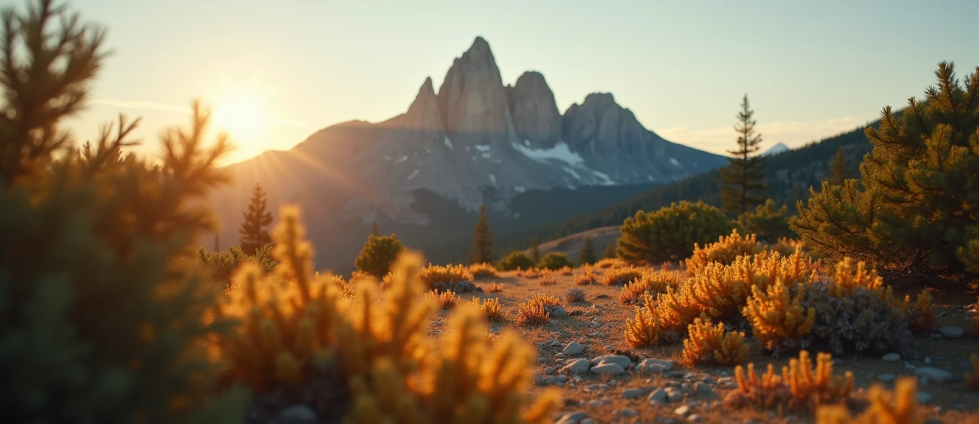 Symbolizing Stability/Peak: A local Indian Paintbrush jagged granite peak. - AI Generated