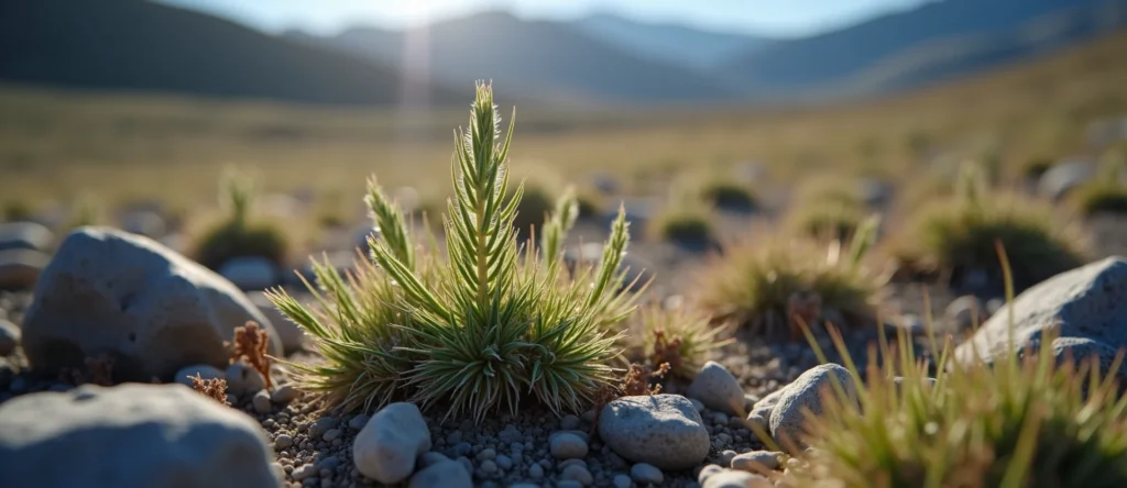 Symbolizing Seed/New Beginning: A local Rabbitbrush sprouting sagebrush seedling. - AI Generated