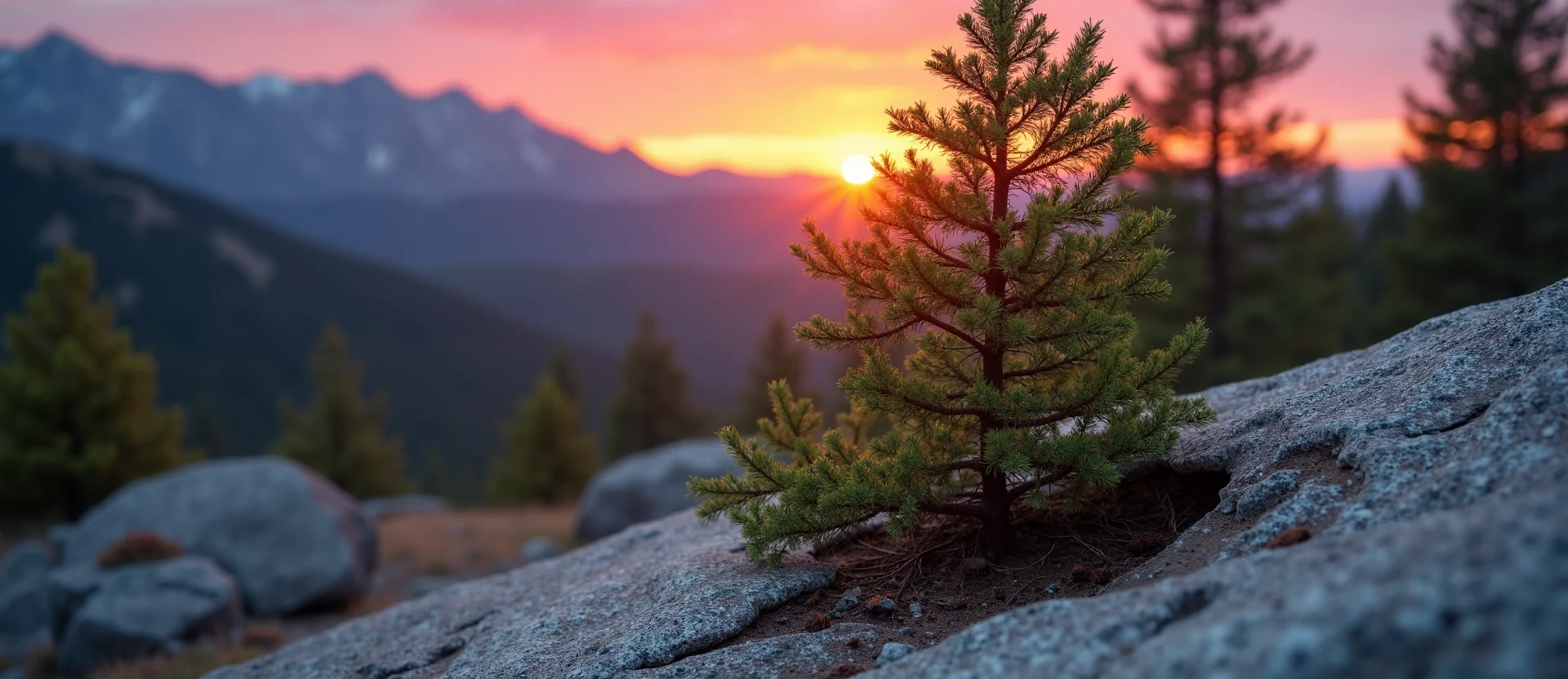 Symbolizing Growth/Resilience: A local Mountain Mahogany tree growing out of a rock cleft. - AI Generated