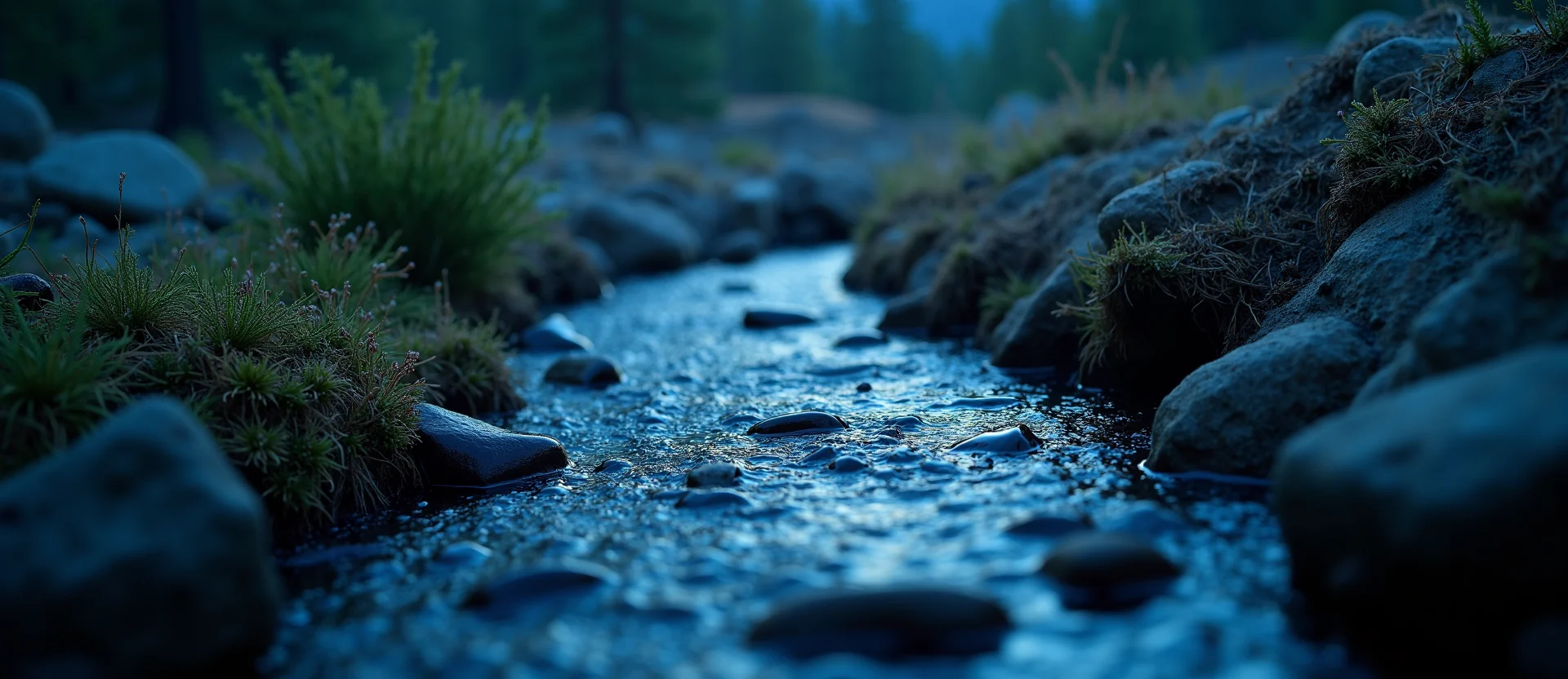 Symbolizing Flow/Cleansing: A local Desert Peach babbling mountain creek. - AI Generated