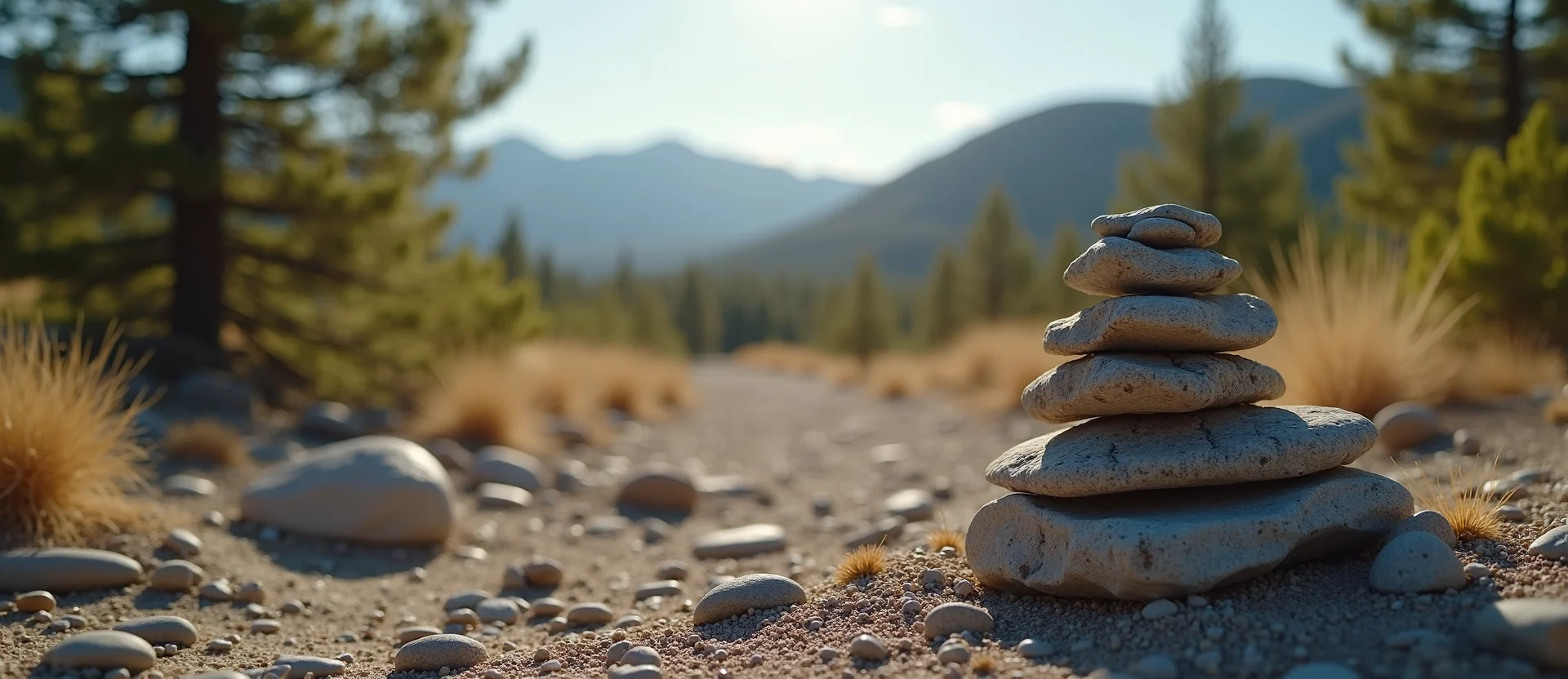 Symbolizing Stability/Peak: A local Quaking Aspen ancient rock cairn. - AI Generated