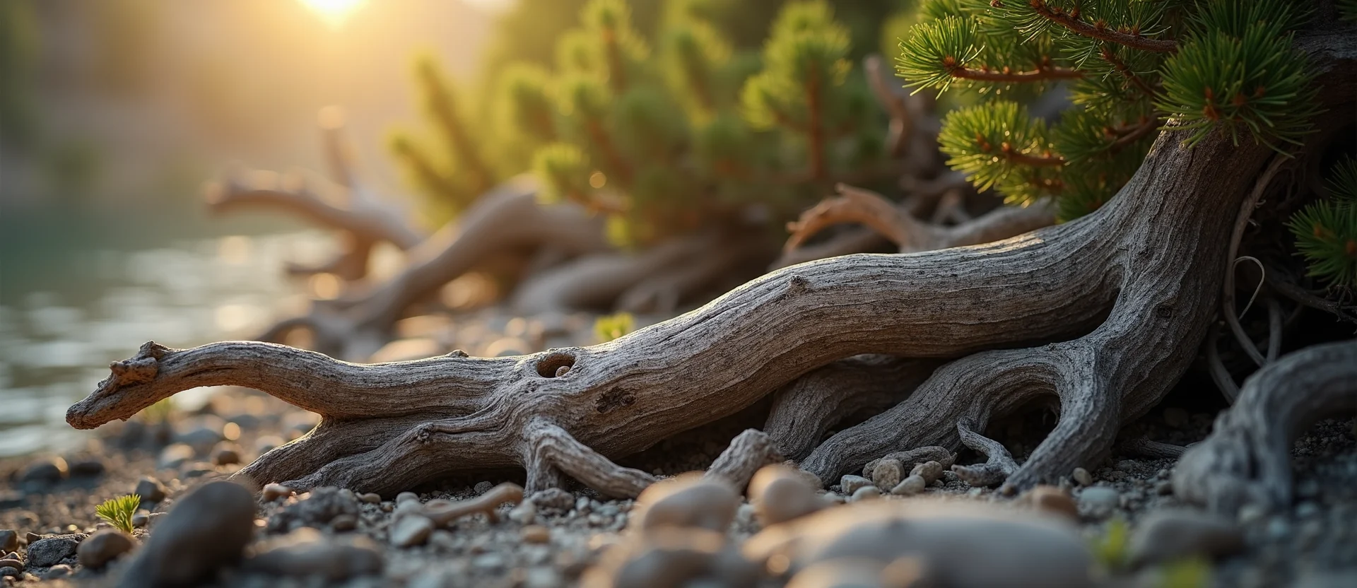 Symbolizing Growth/Resilience: A local Desert Peach gnarled juniper roots. - AI Generated