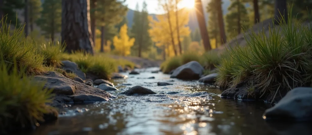 Symbolizing Flow/Cleansing: A local Quaking Aspen babbling mountain creek. - AI Generated