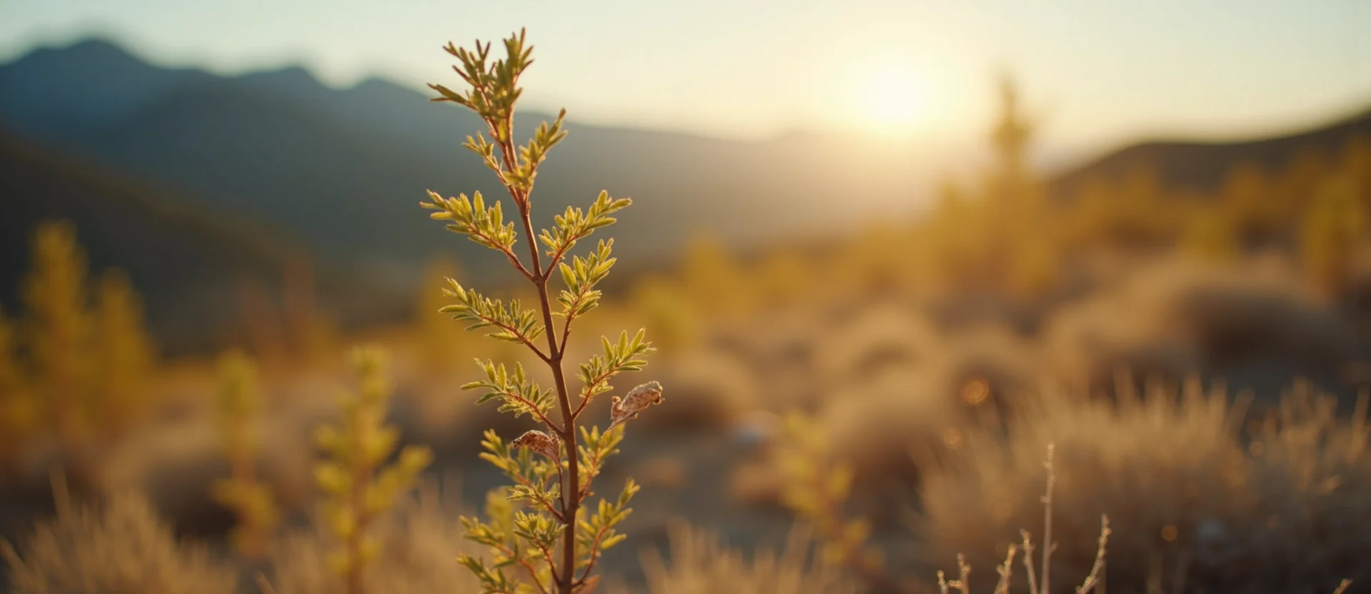 Symbolizing Growth/Resilience: A local Bitterbrush new branch reaching for the sky. - AI Generated