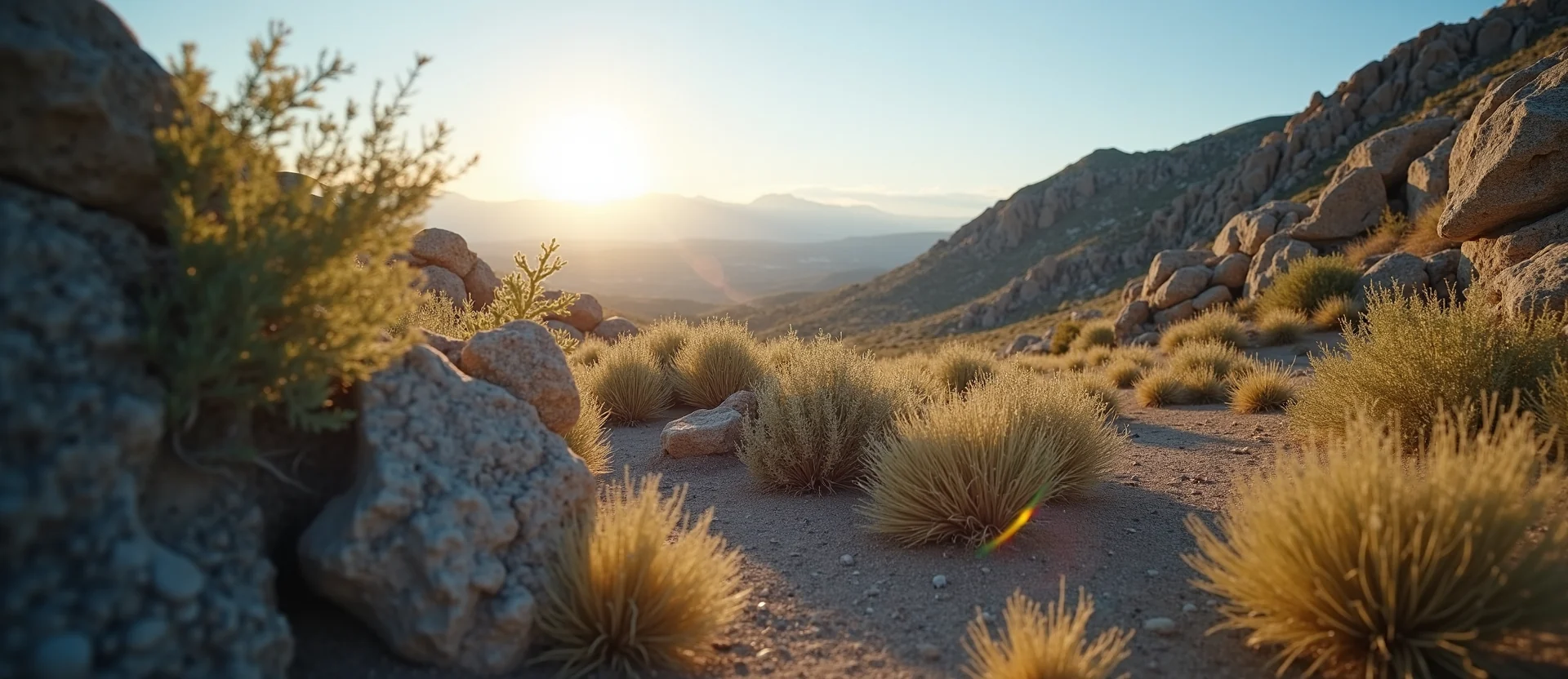 Symbolizing Stability/Peak: A local Sagebrush (Artemisia tridentata) distant Sierra horizon. - AI Generated