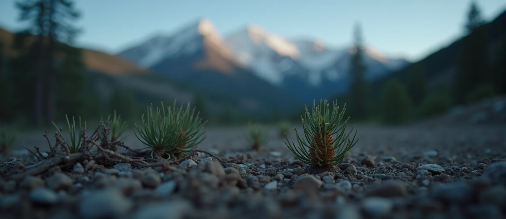 Symbolizing Seed/New Beginning: A local Rabbitbrush single pine seed on dry earth. - AI Generated