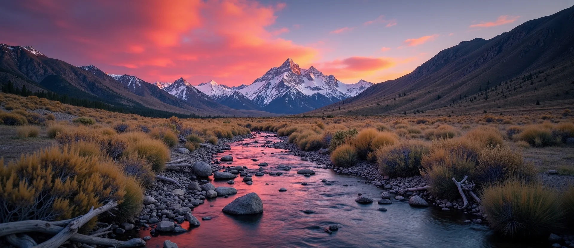 Symbolizing Flow/Cleansing: A local Indian Paintbrush clear cold snowmelt stream. - AI Generated