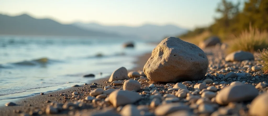 Symbolizing Stability/Peak: A local Desert Peach unshakable boulder. - AI Generated