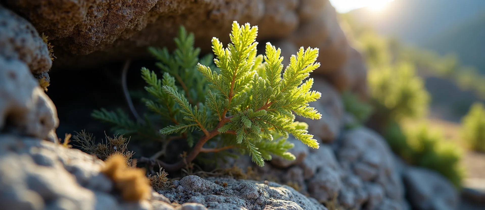 Symbolizing Growth/Resilience: A local Mountain Mahogany tree growing out of a rock cleft. - AI Generated