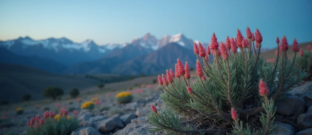Symbolizing Identity/Local: A local Indian Paintbrush Sierra Nevada skyline. - AI Generated
