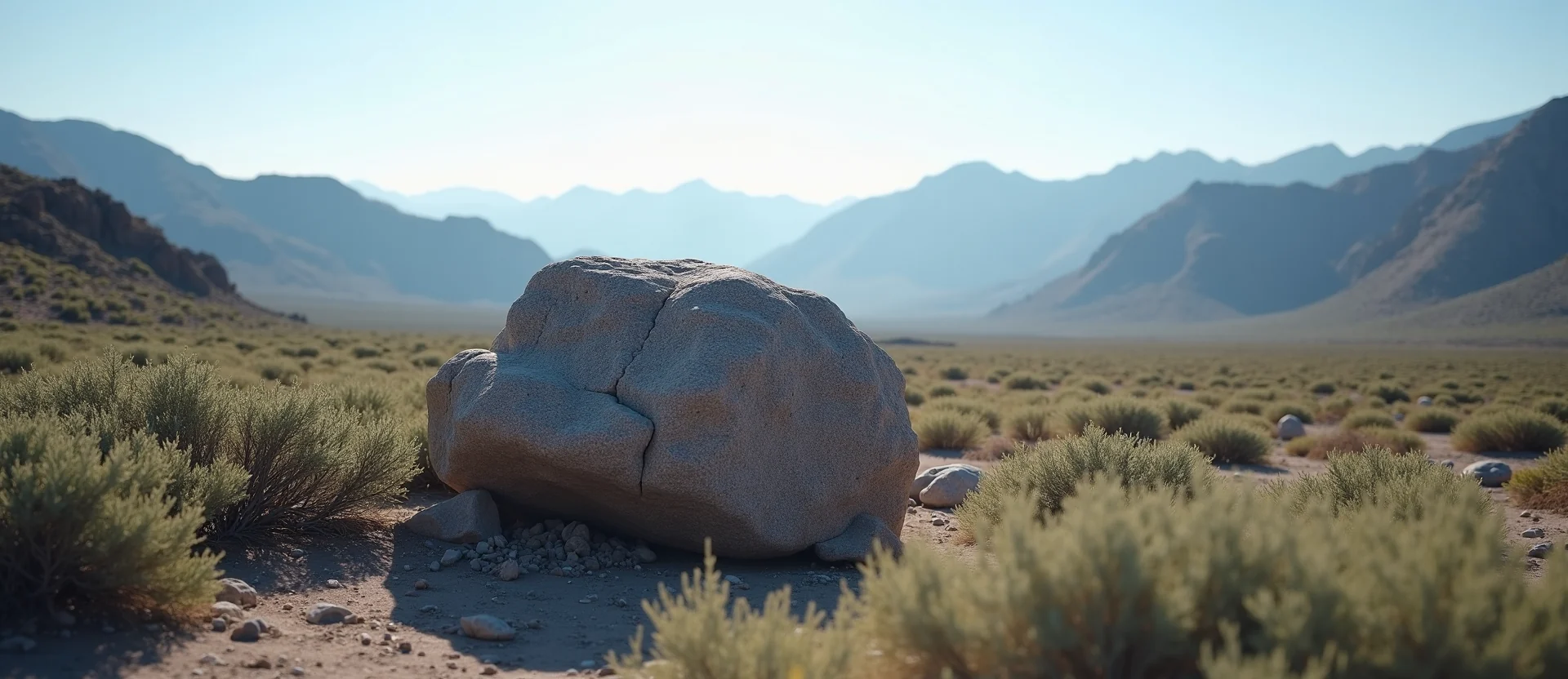 Symbolizing Stability/Peak: A local Bitterbrush unshakable boulder. - AI Generated
