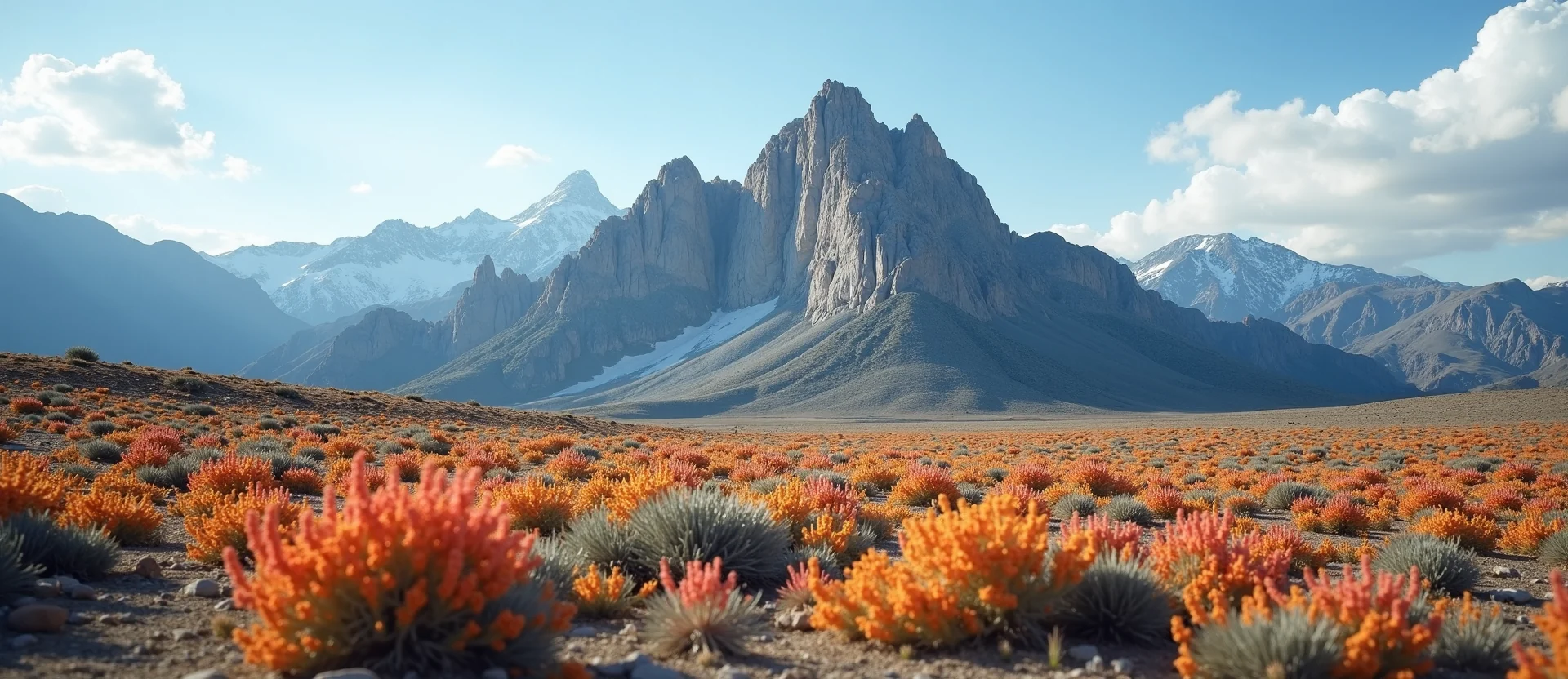 Symbolizing Stability/Peak: A local Indian Paintbrush jagged granite peak. - AI Generated