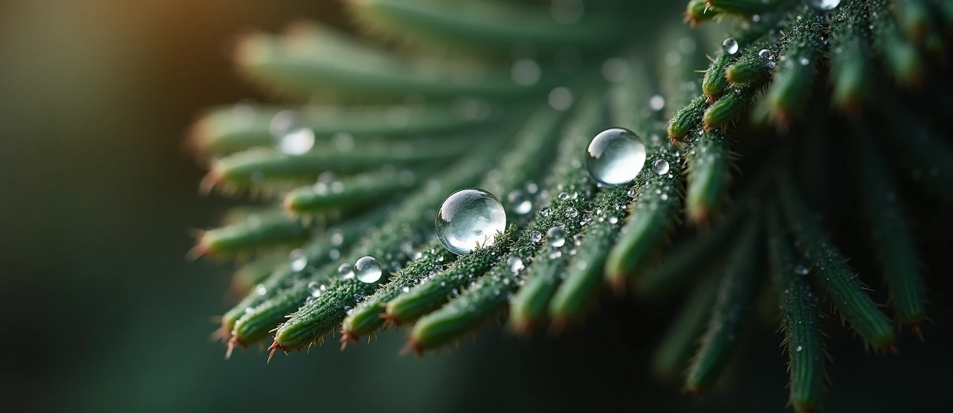 Symbolizing Flow/Cleansing: A local Sierra Juniper raindrops on desert leaves. - AI Generated