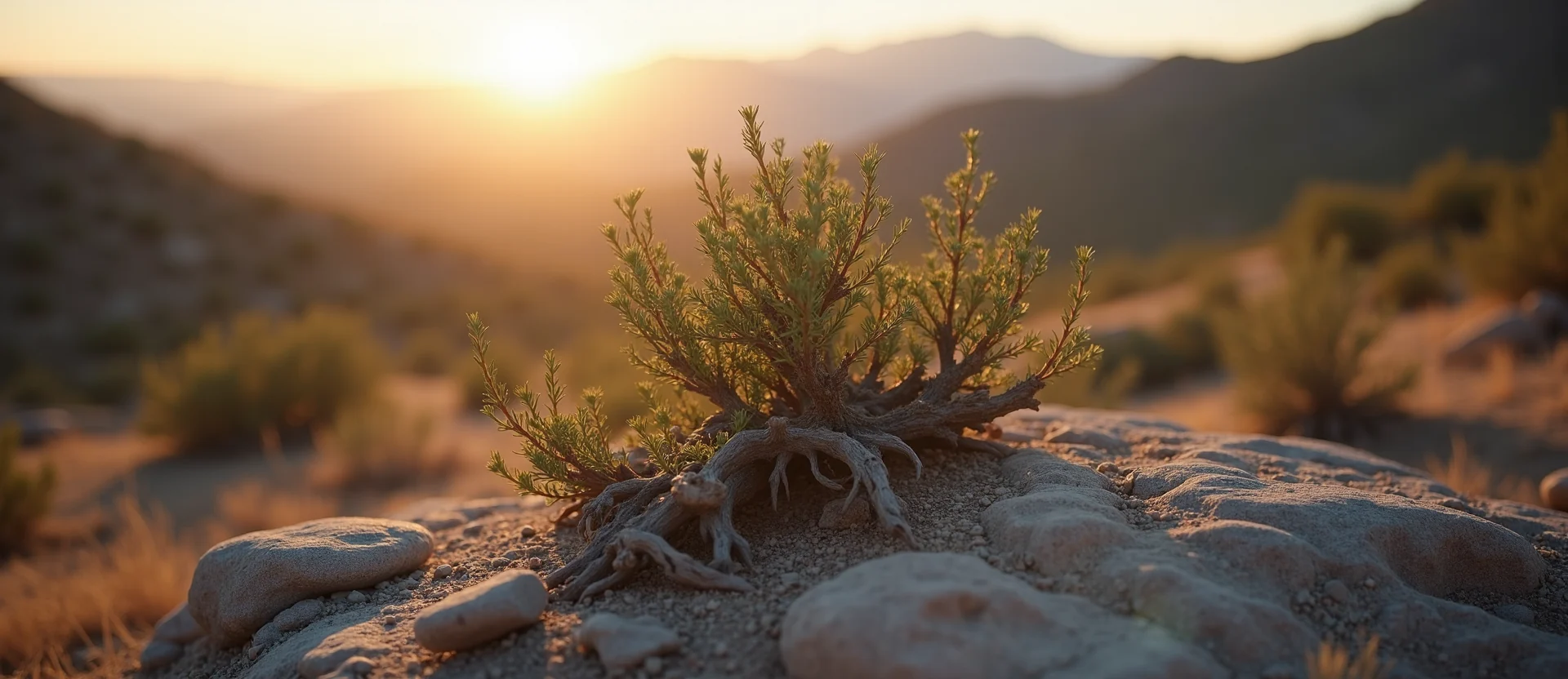 Symbolizing Growth/Resilience: A local Bitterbrush gnarled juniper roots. - AI Generated