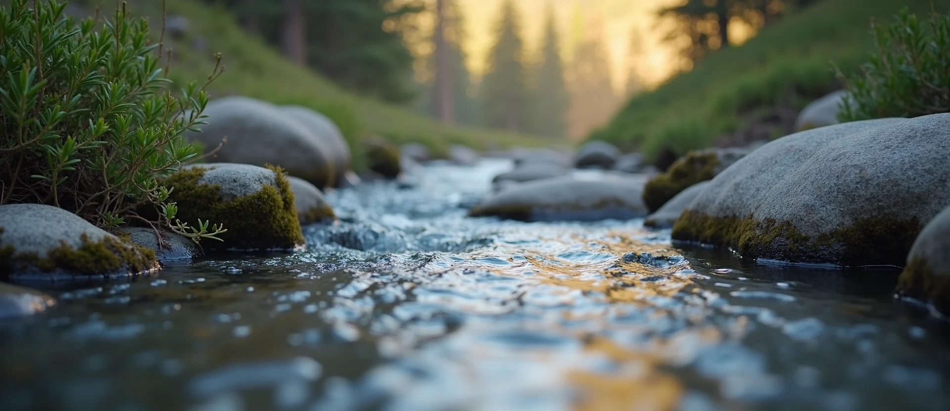 Symbolizing Flow/Cleansing: A local Sagebrush (Artemisia tridentata) clear cold snowmelt stream. - AI Generated