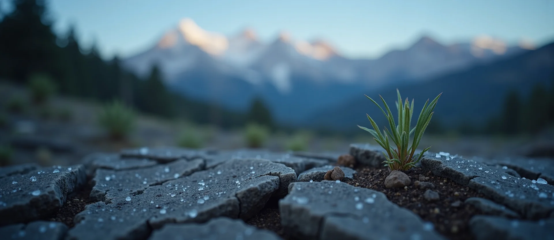 Symbolizing Seed/New Beginning: A local Mountain Mahogany shoot emerging from cracked soil. - AI Generated