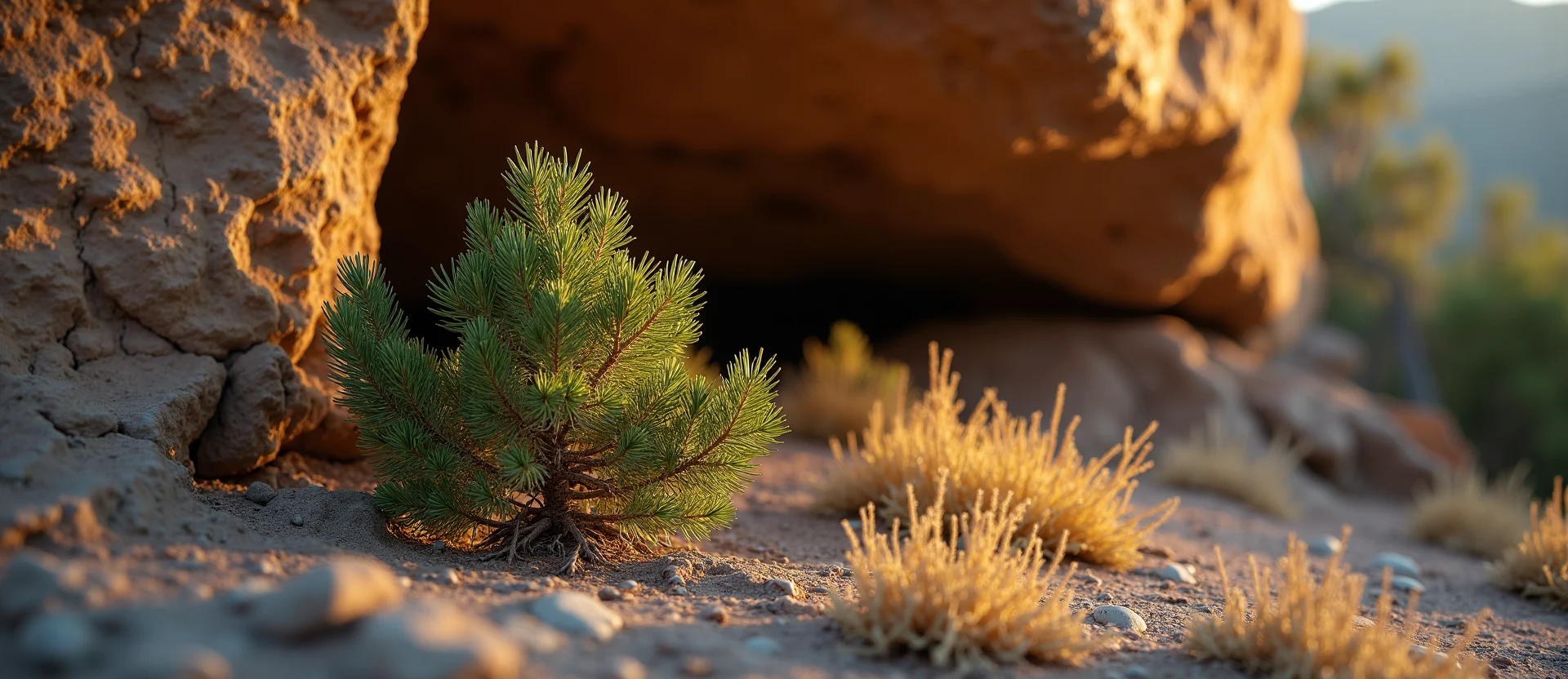 Symbolizing Growth/Resilience: A local Indian Paintbrush tree growing out of a rock cleft. - AI Generated