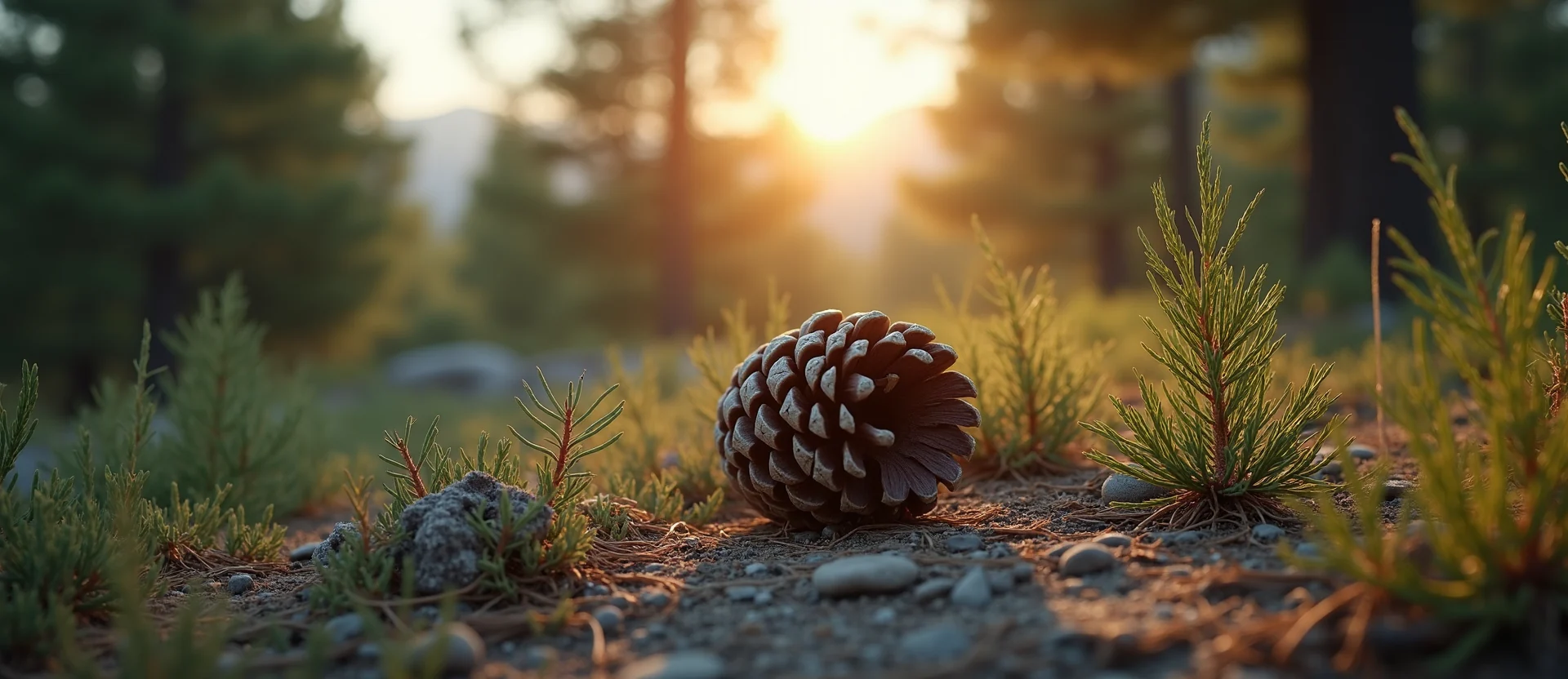 Symbolizing Seed/New Beginning: A local Sierra Juniper opening pine cone. - AI Generated