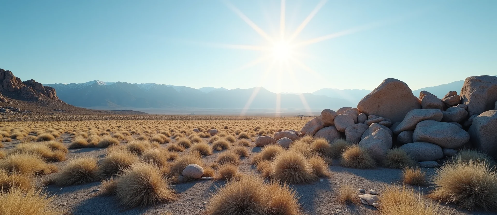 Symbolizing Stability/Peak: A local Desert Peach distant Sierra horizon. - AI Generated