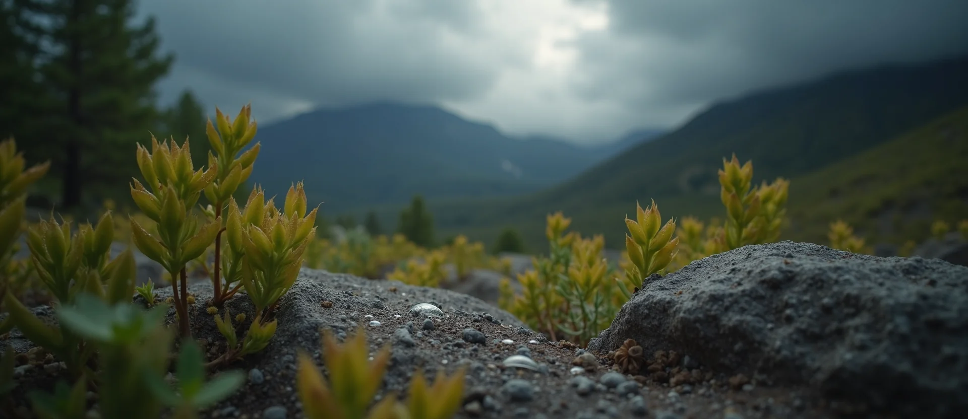 Symbolizing Flow/Cleansing: A local Quaking Aspen raindrops on desert leaves. - AI Generated