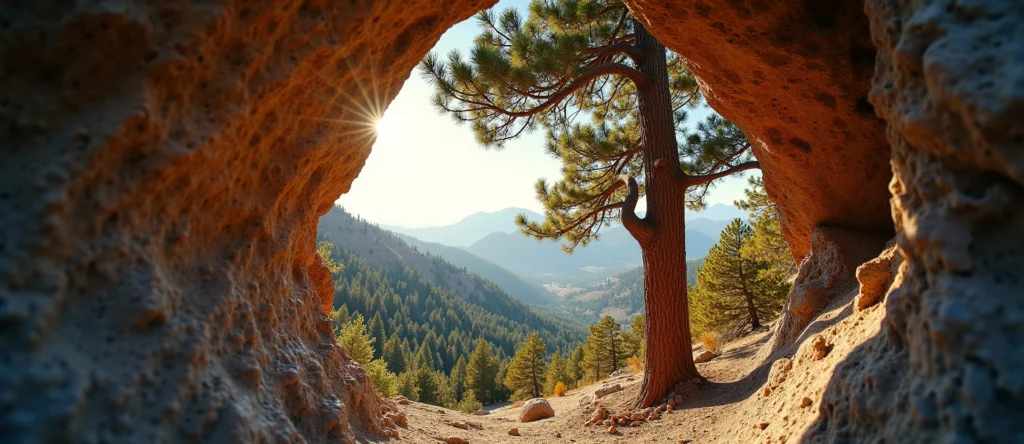Symbolizing Growth/Resilience: A local Sierra Juniper tree growing out of a rock cleft. - AI Generated