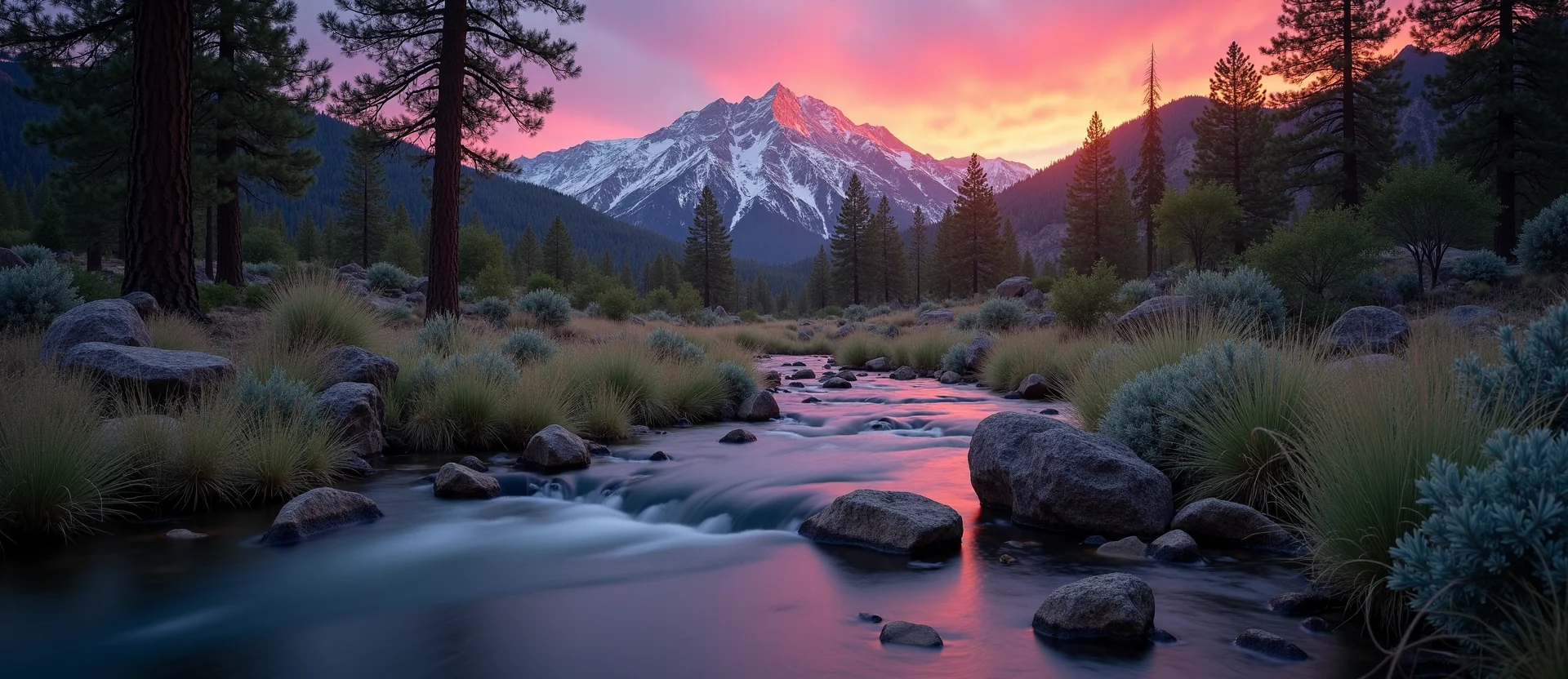 Symbolizing Flow/Cleansing: A local Desert Peach babbling mountain creek. - AI Generated