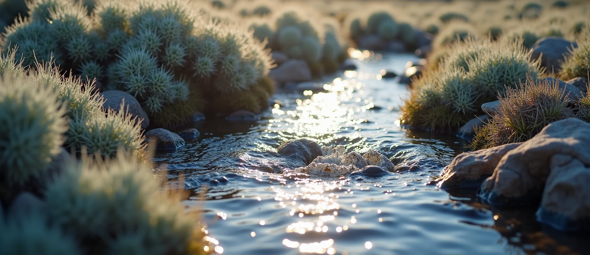 Symbolizing Flow/Cleansing: A local Sagebrush (Artemisia tridentata) clear cold snowmelt stream. - AI Generated