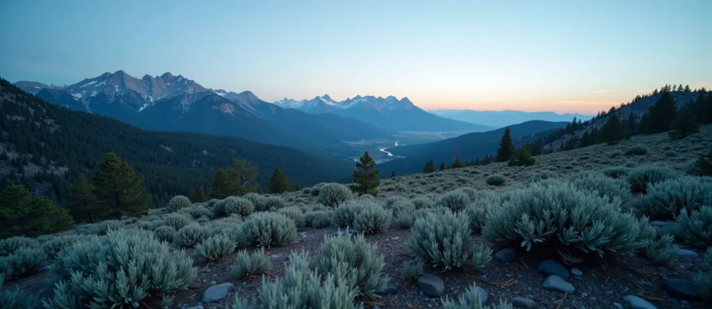 Symbolizing Stability/Peak: A local Indian Paintbrush solid mountain ridge. - AI Generated