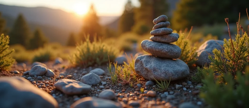 Symbolizing Stability/Peak: A local Mountain Mahogany ancient rock cairn. - AI Generated