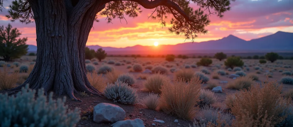 Symbolizing Growth/Resilience: A local Desert Peach sturdy weathered tree trunk. - AI Generated