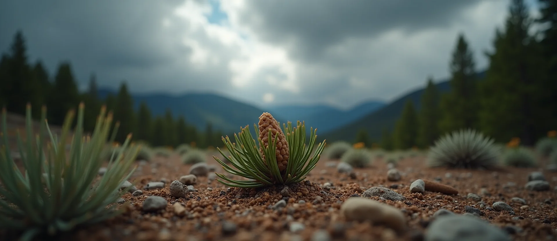 Symbolizing Seed/New Beginning: A local Mountain Mahogany single pine seed on dry earth. - AI Generated