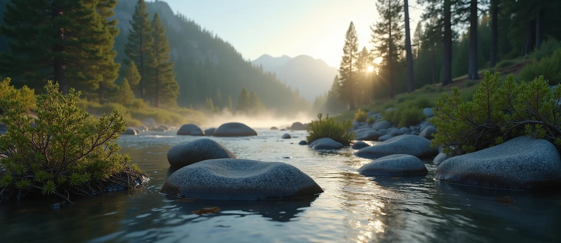 Symbolizing Flow/Cleansing: A local Manzanita smooth Truckee river stones. - AI Generated