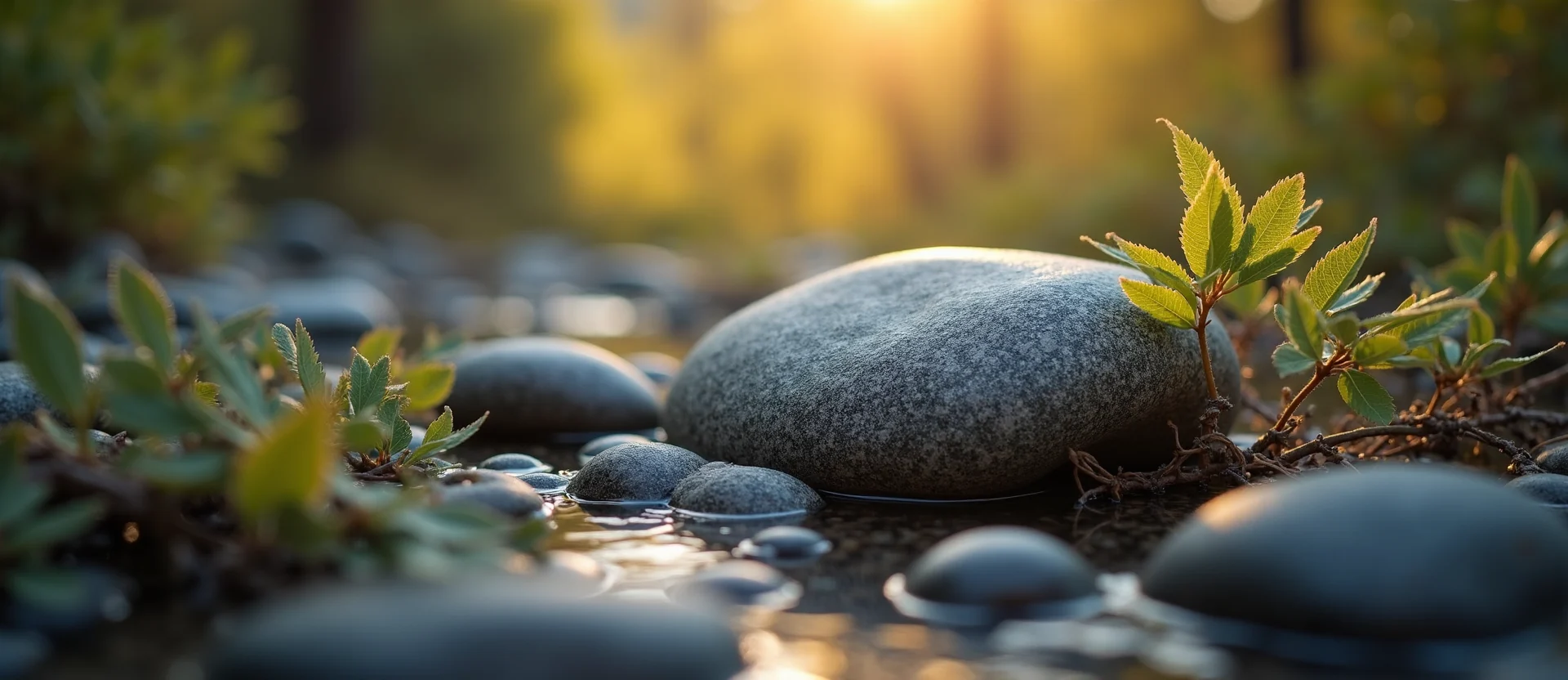 Symbolizing Flow/Cleansing: A local Manzanita smooth Truckee river stones. - AI Generated