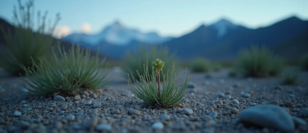 Symbolizing Seed/New Beginning: A local Desert Peach sprouting sagebrush seedling. - AI Generated