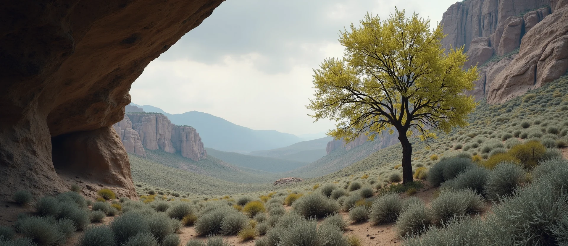 Symbolizing Growth/Resilience: A local Quaking Aspen tree growing out of a rock cleft. - AI Generated
