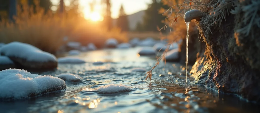 Symbolizing Flow/Cleansing: A local Quaking Aspen clear cold snowmelt stream. - AI Generated