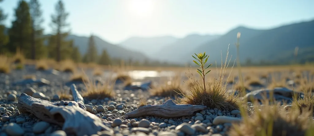 Symbolizing Seed/New Beginning: A local Mountain Mahogany sprouting sagebrush seedling. - AI Generated