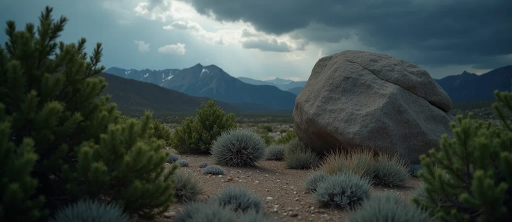 Symbolizing Stability/Peak: A local Manzanita unshakable boulder. - AI Generated