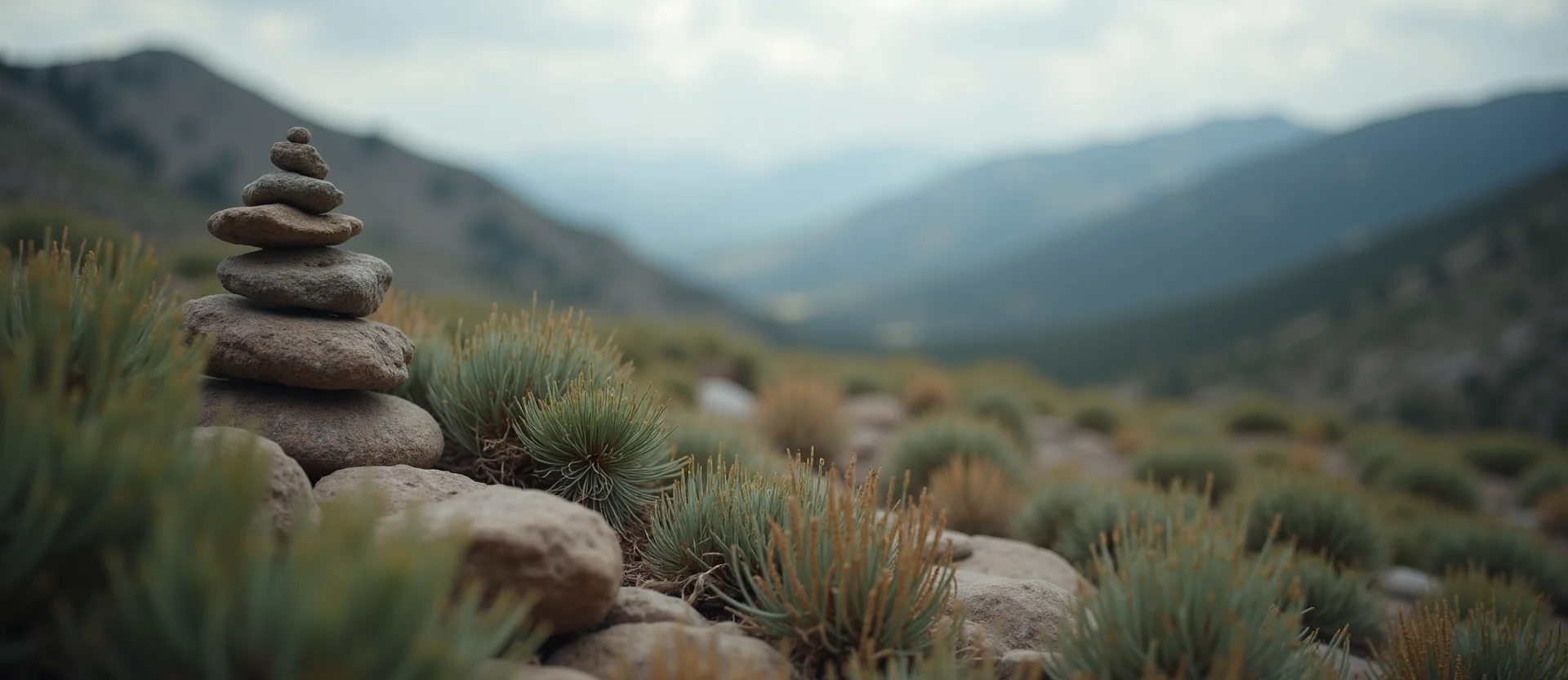Symbolizing Stability/Peak: A local Rabbitbrush ancient rock cairn. - AI Generated
