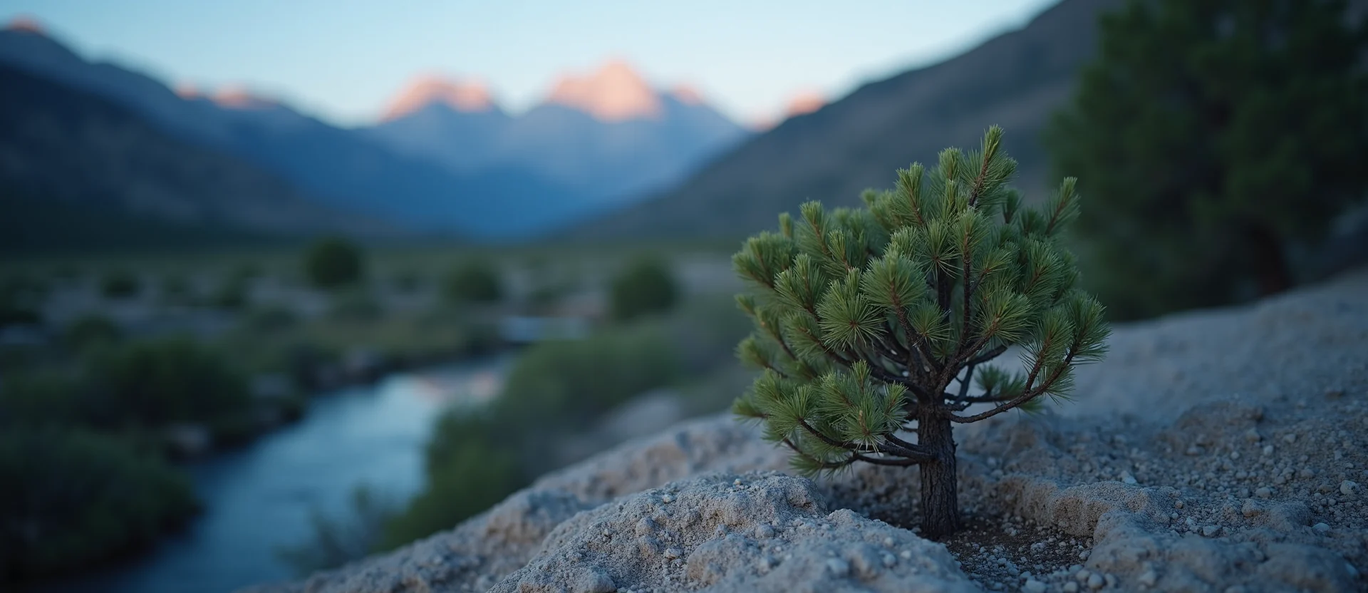 Symbolizing Growth/Resilience: A local Bitterbrush tree growing out of a rock cleft. - AI Generated