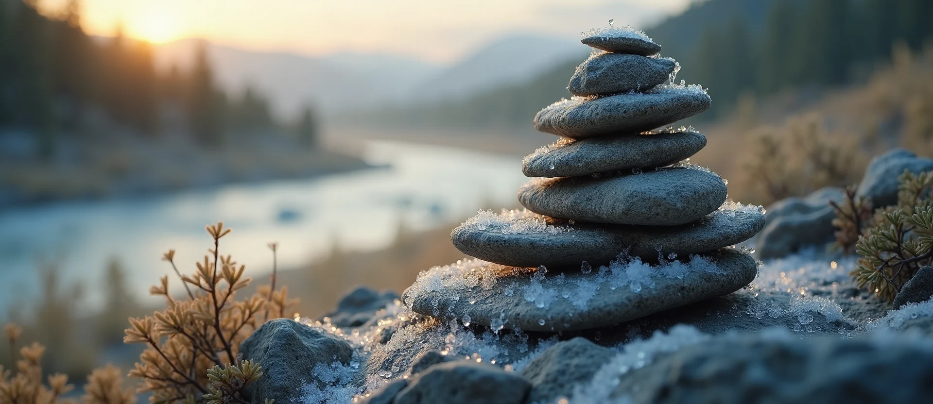 Symbolizing Stability/Peak: A local Bitterbrush ancient rock cairn. - AI Generated