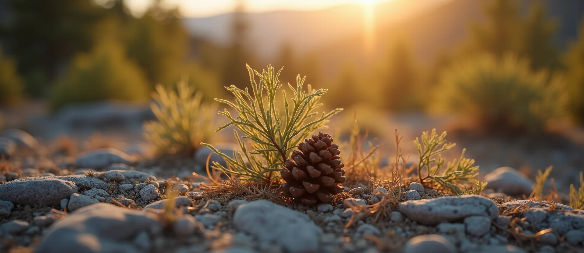 Symbolizing Seed/New Beginning: A local Mountain Mahogany opening pine cone. - AI Generated