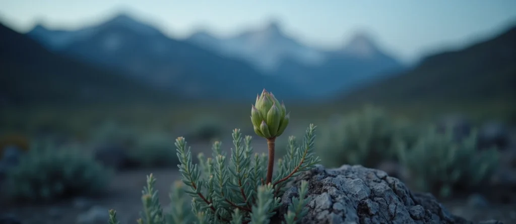 Symbolizing Seed/New Beginning: A local Mountain Mahogany new green bud on a branch. - AI Generated